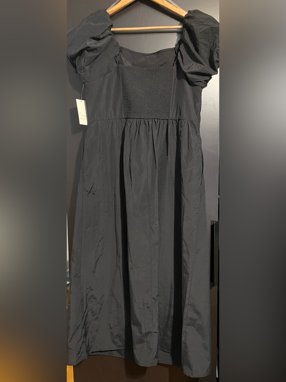 NWT - A New Day - Classic Black Puff-Sleeve Midi Dress - Picture 4 of 8